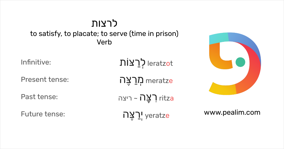 לרצות to satisfy, to placate; to serve (time in prison) Hebrew
