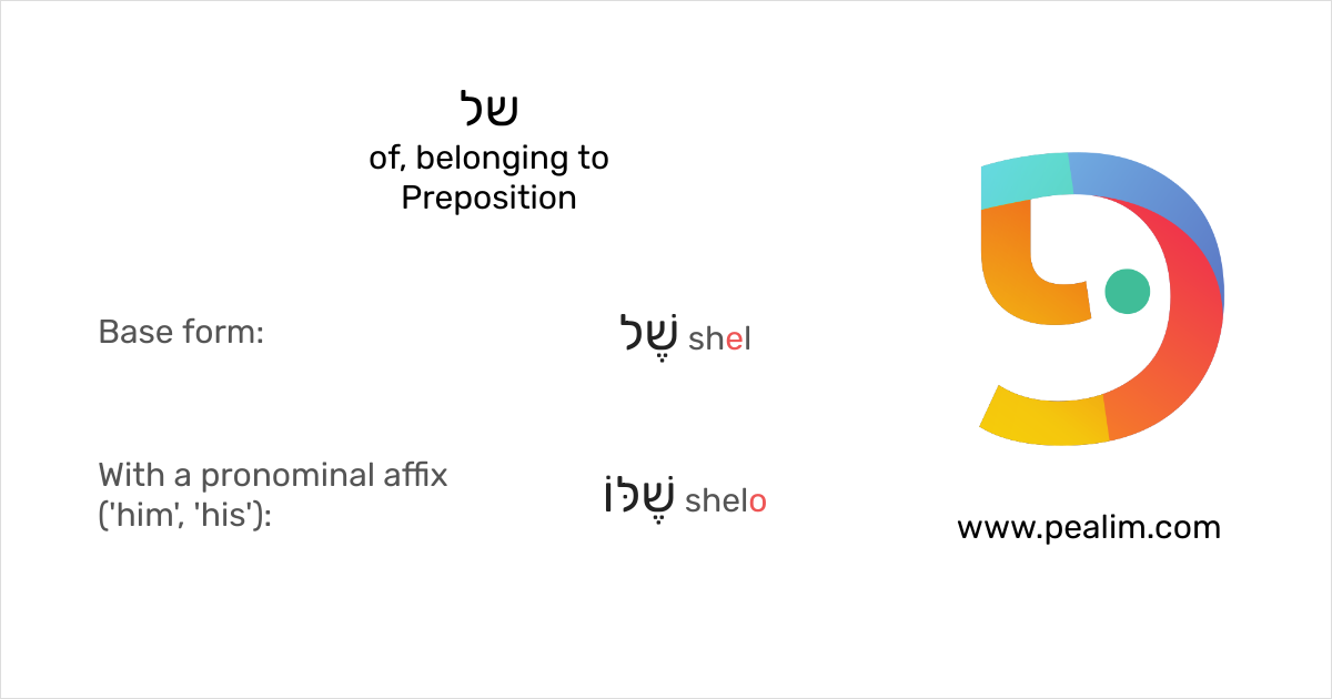 של of, belonging to Hebrew conjugation tables