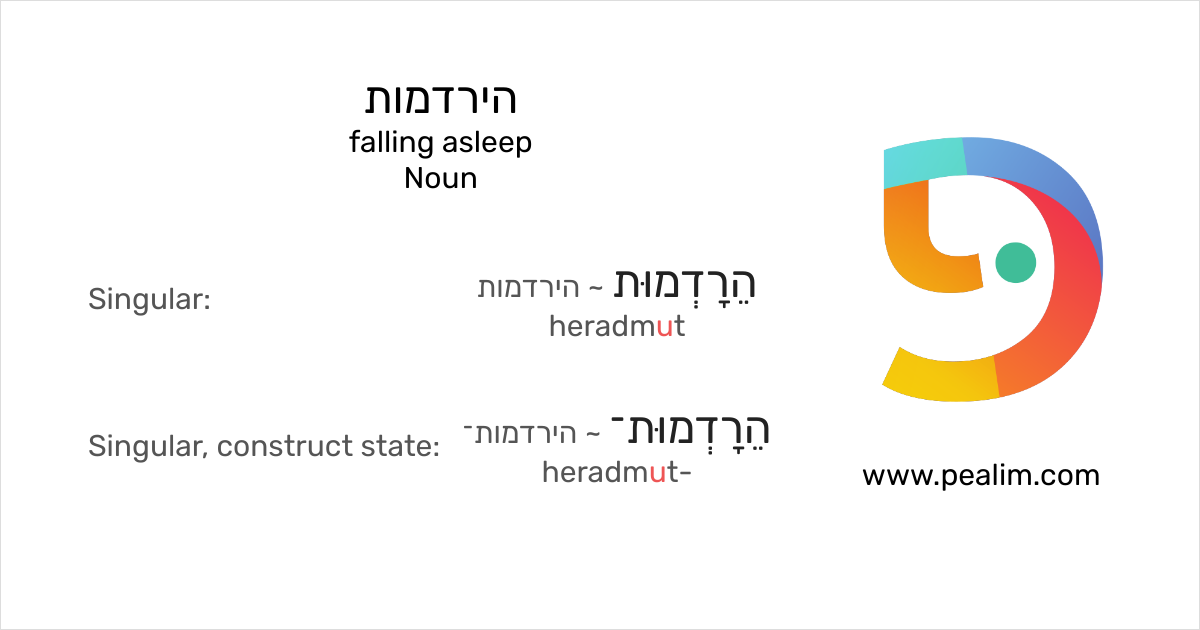 הירדמות falling asleep Hebrew conjugation tables