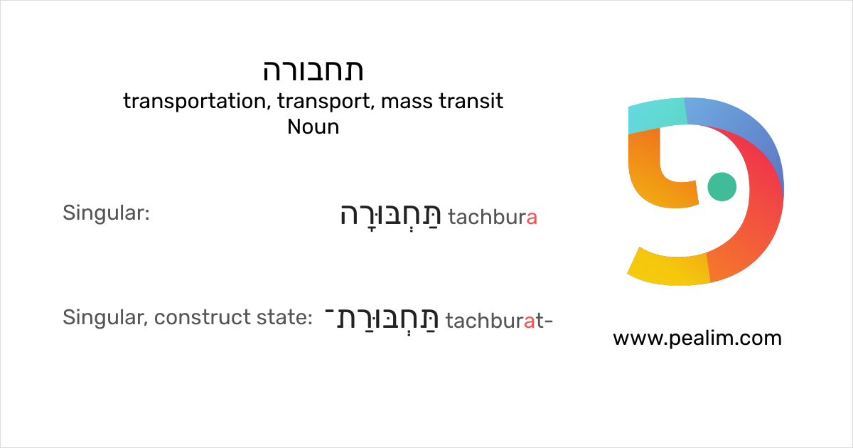 תחבורה – transportation, transport, mass transit – Hebrew conjugation ...