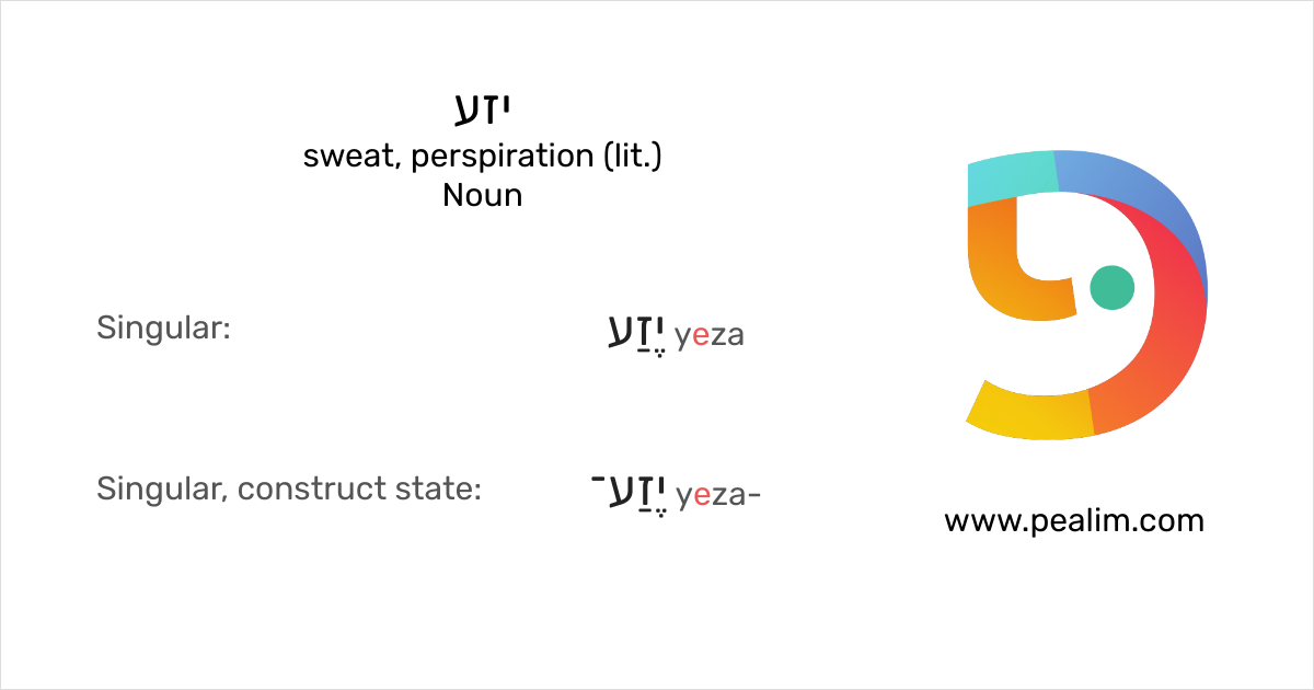 יזע – perspiration (lit.) – Hebrew conjugation tables