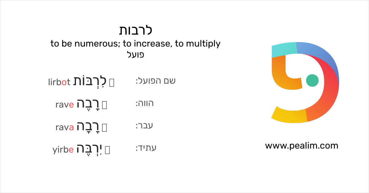 לרבות – to be numerous; to increase, to multiply – טבלאות הנטייה בעברית
